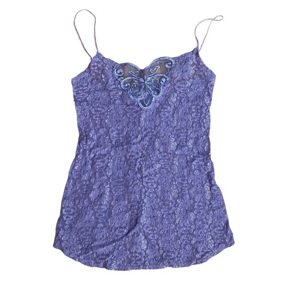 Vintage Lace Purple Cami Tank Top Medium Fairy Whimsygoth Babydoll Lingerie - Picture 1 of 5
